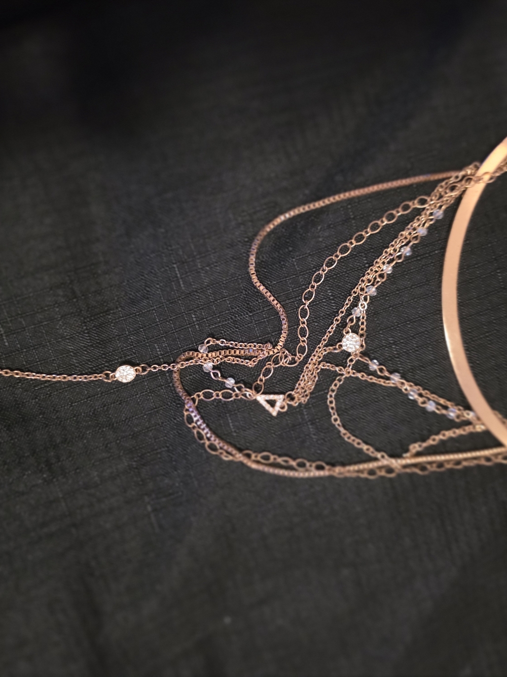 Gold and Silver Crescent Layered Necklace Set - Women's Jewelry - Picture 8 of 9